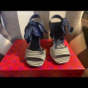 BRAND NEW- Tory Burch striped wedges